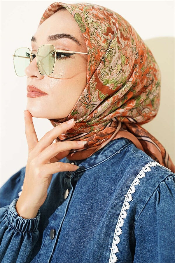 Velora Patterned Soft Scarf Camel