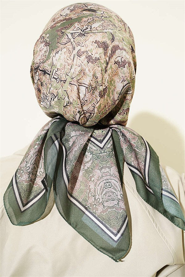 Velora Patterned Soft Scarf Khaki