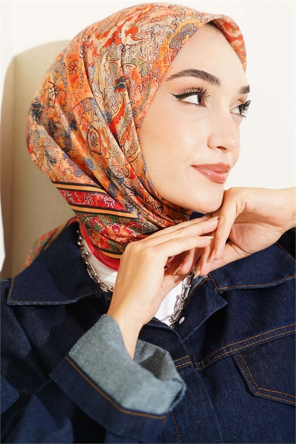 Velora Patterned Soft Scarf Red