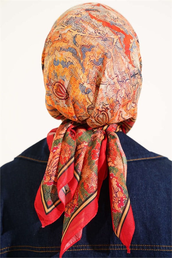 Velora Patterned Soft Scarf Red