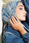Velora Patterned Soft Scarf Navy Blue