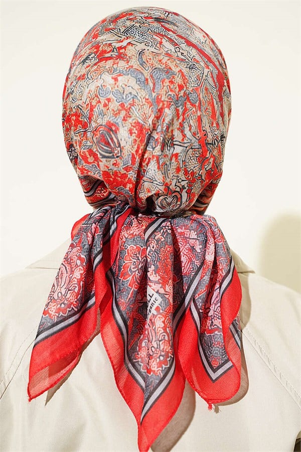 Velora Patterned Soft Scarf Pomegranate Blossom