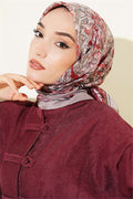 Velora Patterned Soft Scarf, Mink