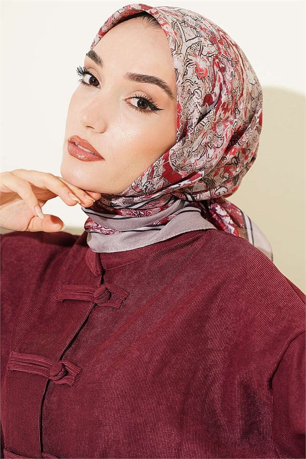 Velora Patterned Soft Scarf, Mink