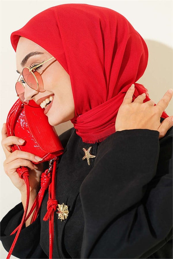 Vera Plain Scarf Red