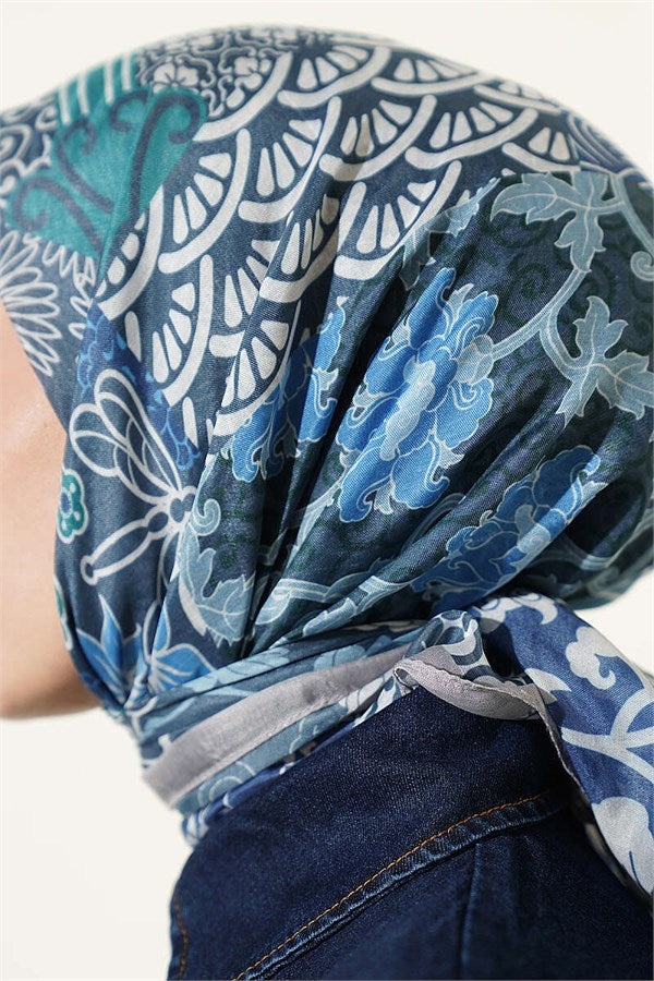 Vera Ethnic Patterned Scarf Grey