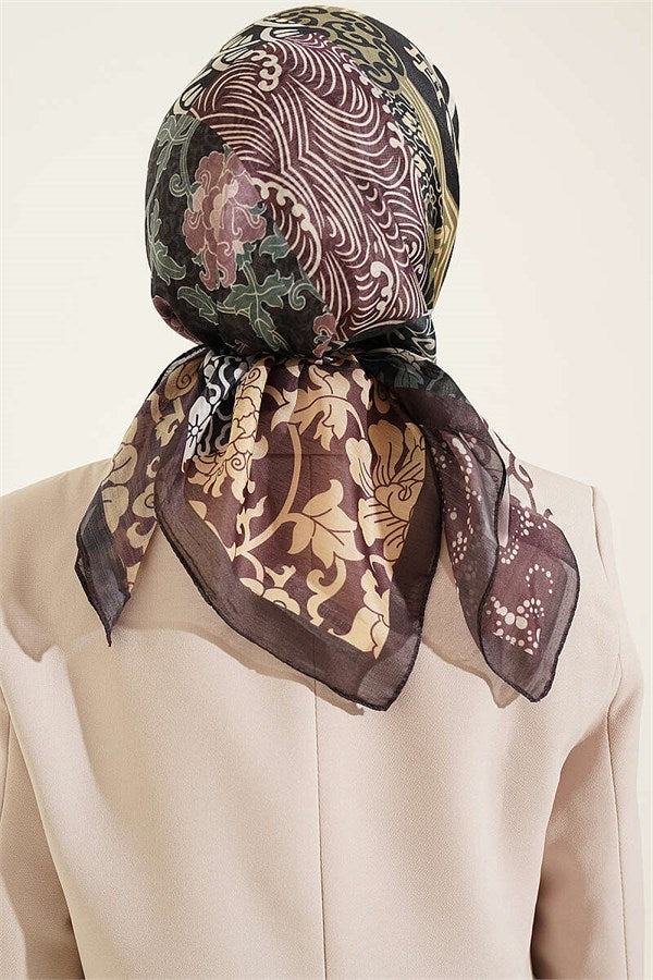 Vera Ethnic Patterned Scarf Chestnut