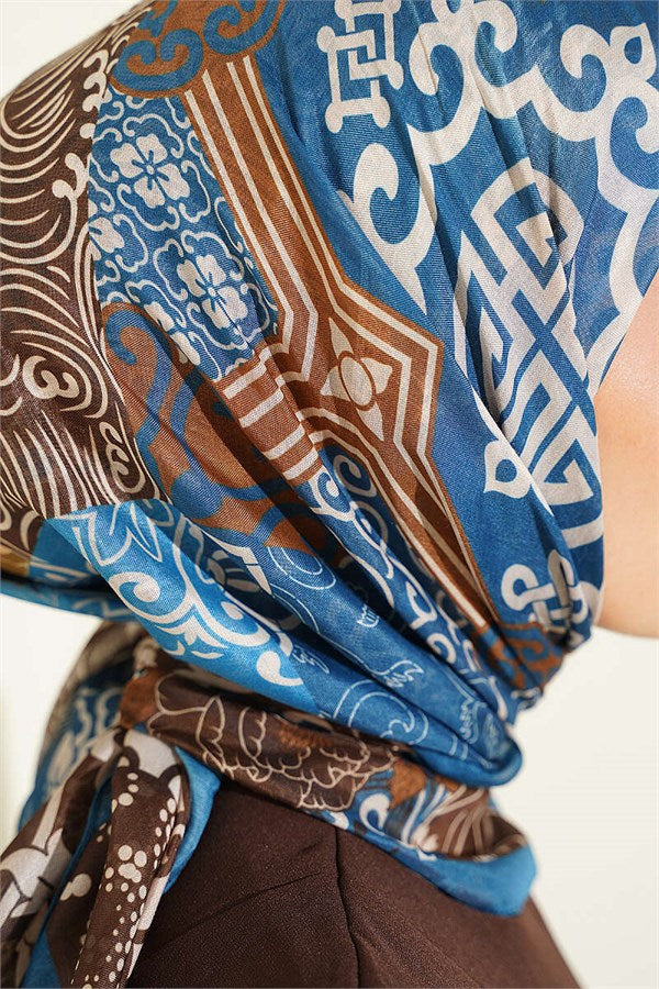 Vera Ethnic Motif Scarf Petrol