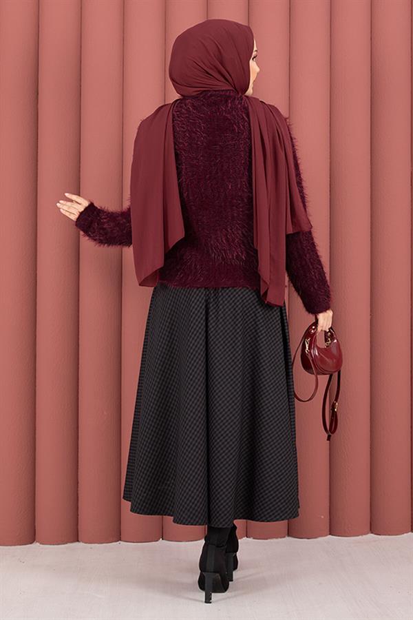Vera Front-Tie Plush Cardigan, Burgundy