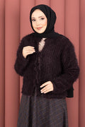 Vera Front-Tie Plush Cardigan, Plum