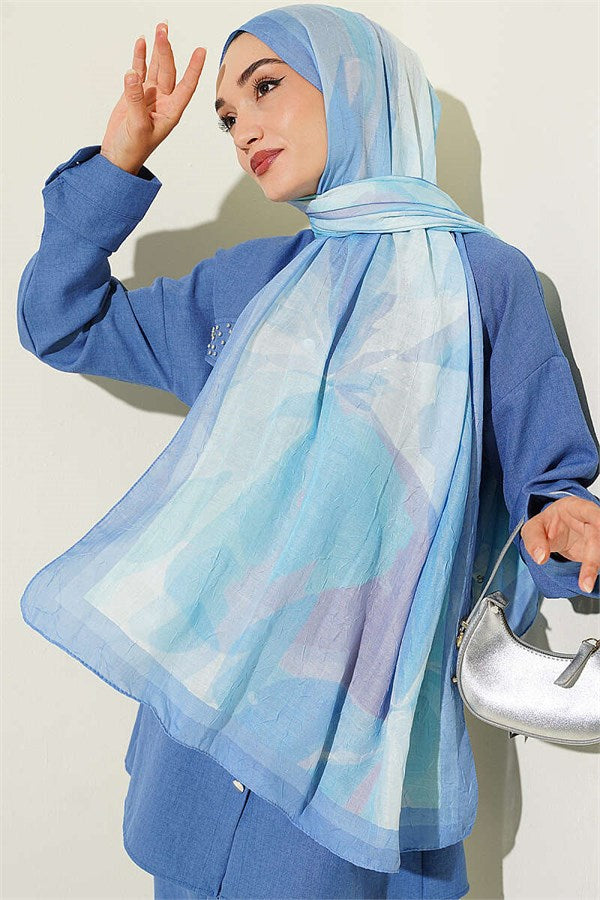 Vera Series Bamboo Crush Scarf Soft Blue