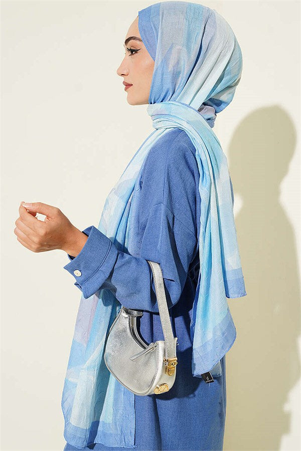 Vera Series Bamboo Crush Scarf Soft Blue