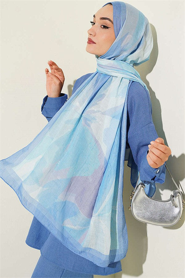 Vera Series Bamboo Crush Scarf Soft Blue