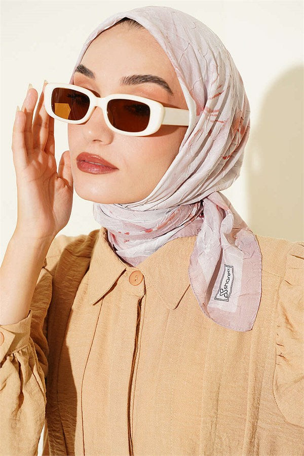Verona Patterned Bamboo Crash Scarf Light Mink