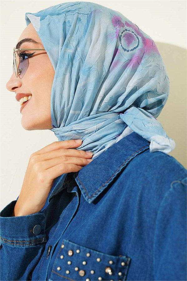 Verona Patterned Bamboo Crush Scarf Baby Blue