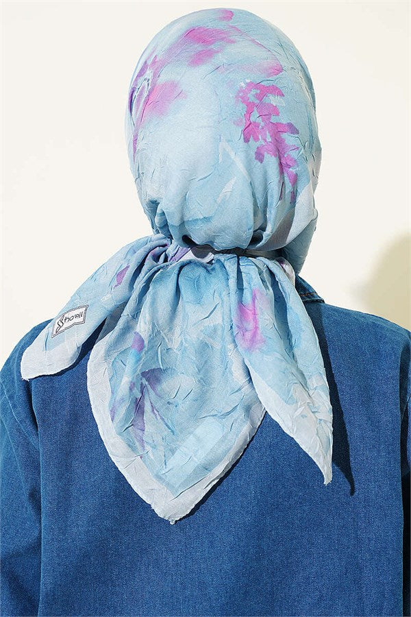 Verona Patterned Bamboo Crush Scarf Baby Blue