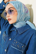 Verona Patterned Bamboo Crush Scarf Baby Blue