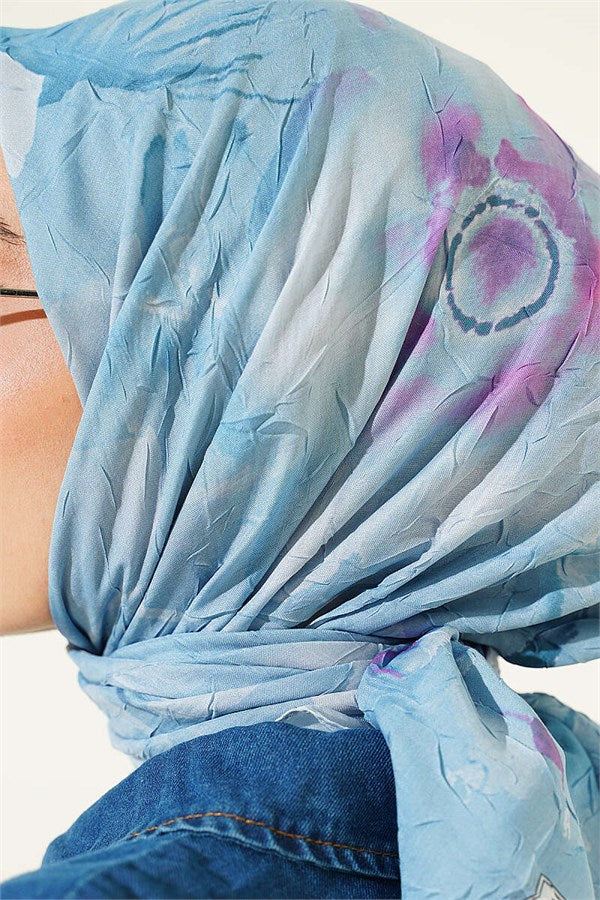 Verona Patterned Bamboo Crush Scarf Baby Blue