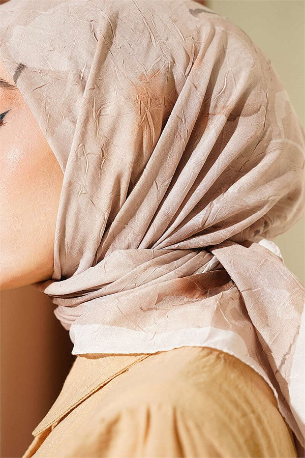 Verona Patterned Bamboo Crash Scarf Beige