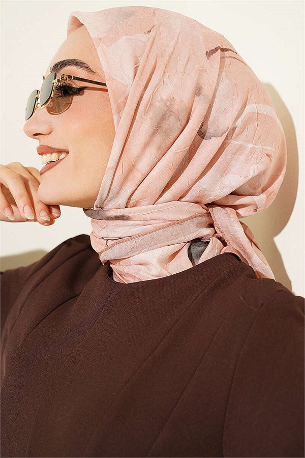 Verona Patterned Bamboo Crush Scarf Camel