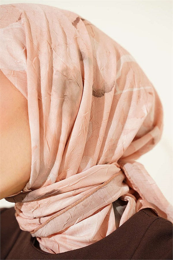 Verona Patterned Bamboo Crush Scarf Camel