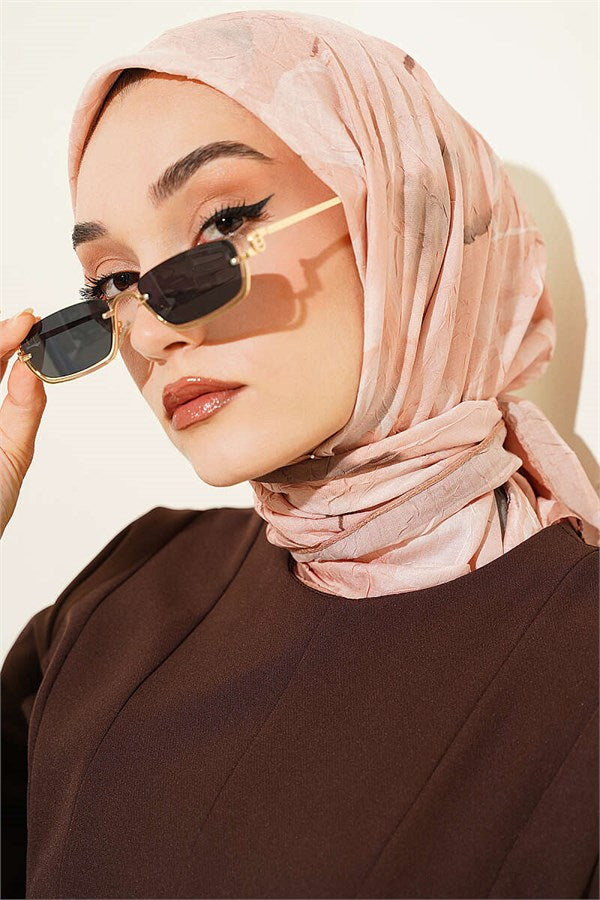 Verona Patterned Bamboo Crush Scarf Camel