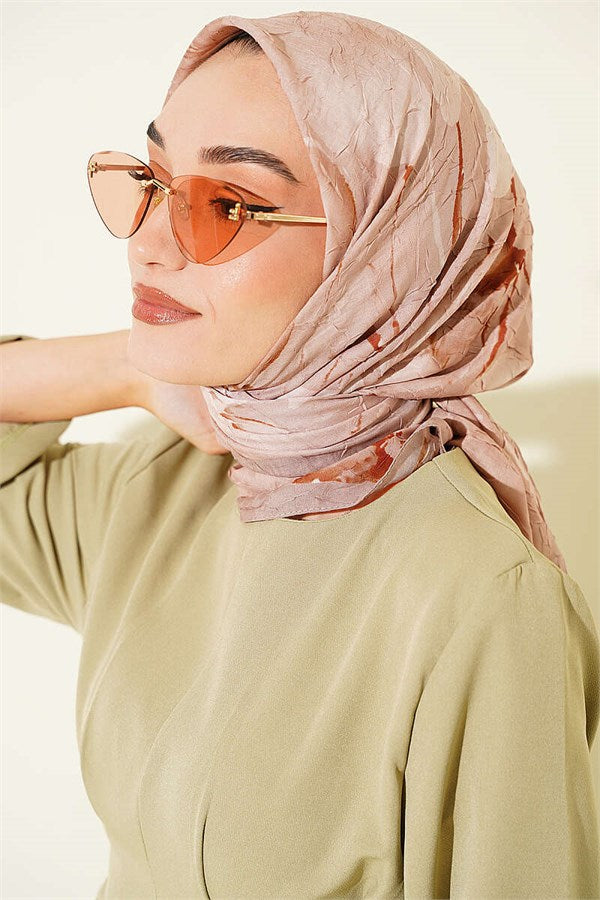 Verona Patterned Bamboo Crush Scarf Latte