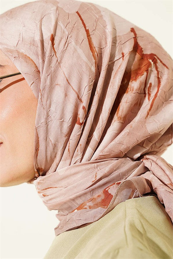 Verona Patterned Bamboo Crush Scarf Latte