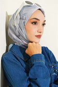 Verona Patterned Bamboo Crush Scarf Blue
