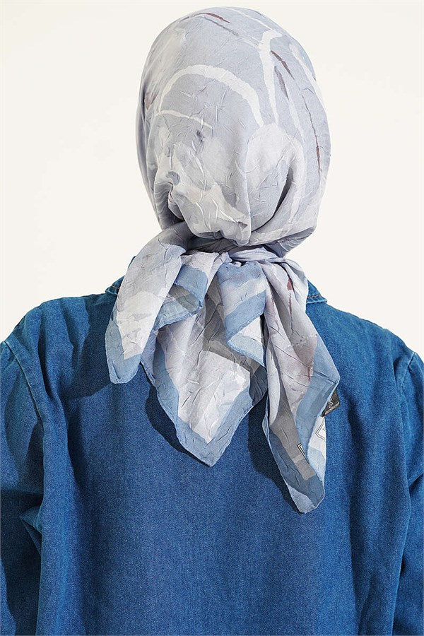 Verona Patterned Bamboo Crush Scarf Blue