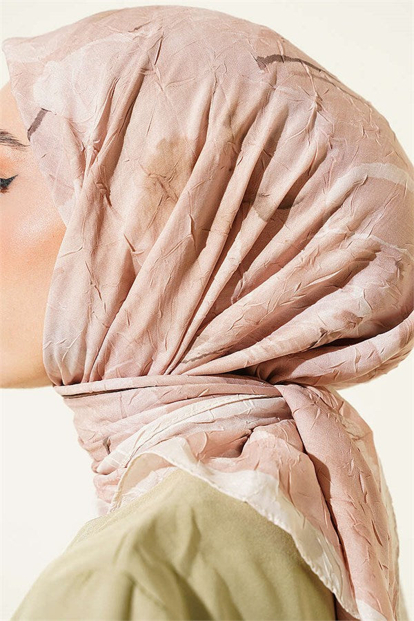Verona Patterned Bamboo Crush Scarf Champagne