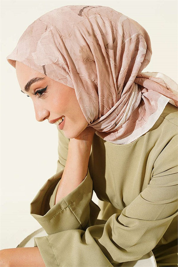Verona Patterned Bamboo Crush Scarf Champagne