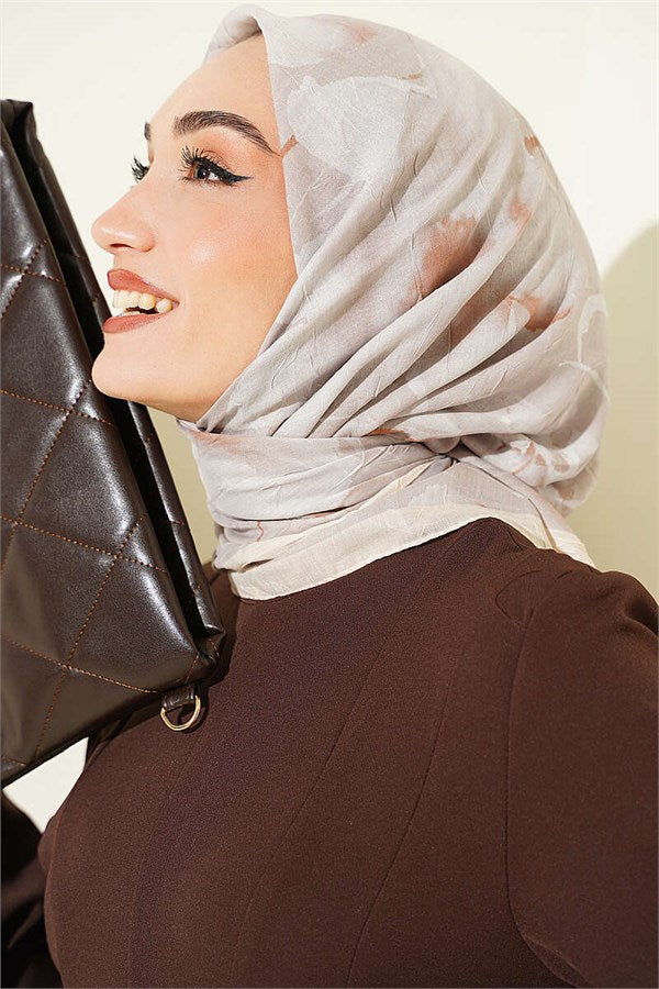 Verona Patterned Bamboo Crash Scarf Stone