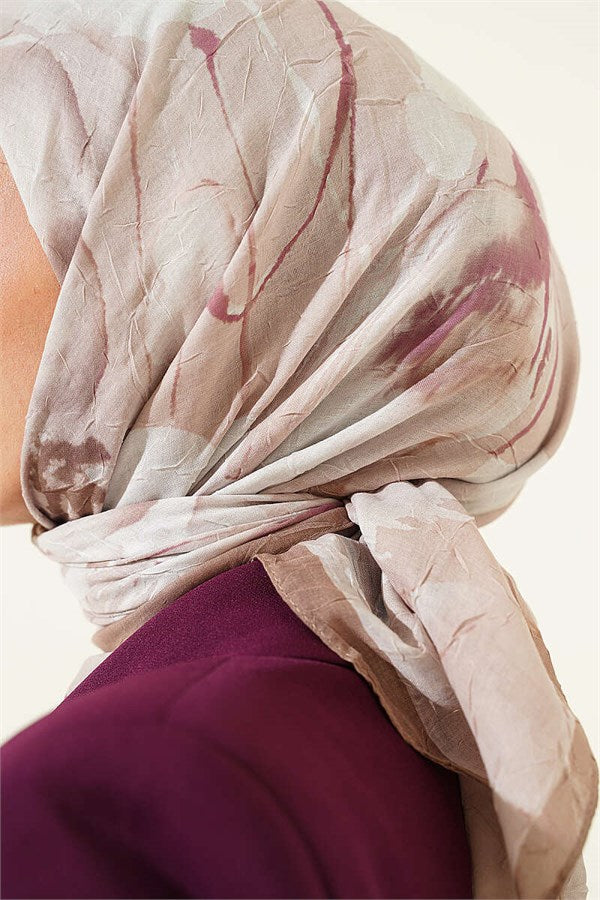 Verona Patterned Bamboo Kash Scarf, Mink