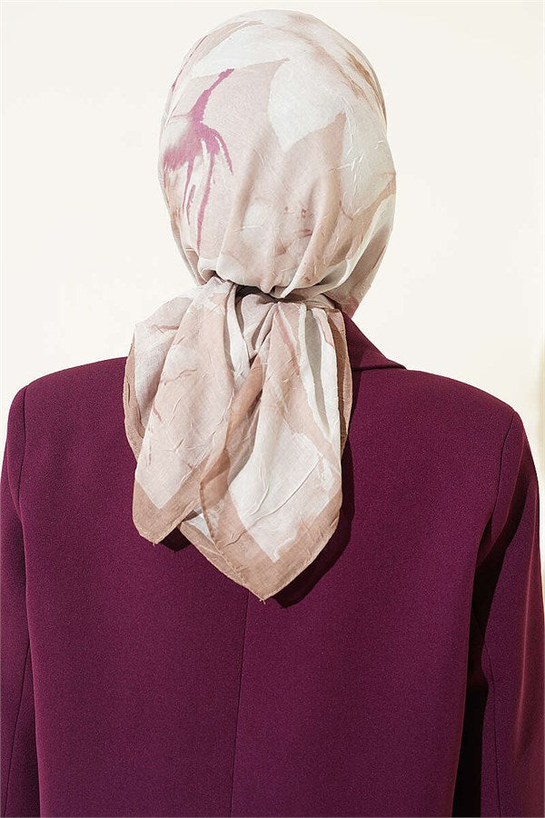 Verona Patterned Bamboo Kash Scarf, Mink