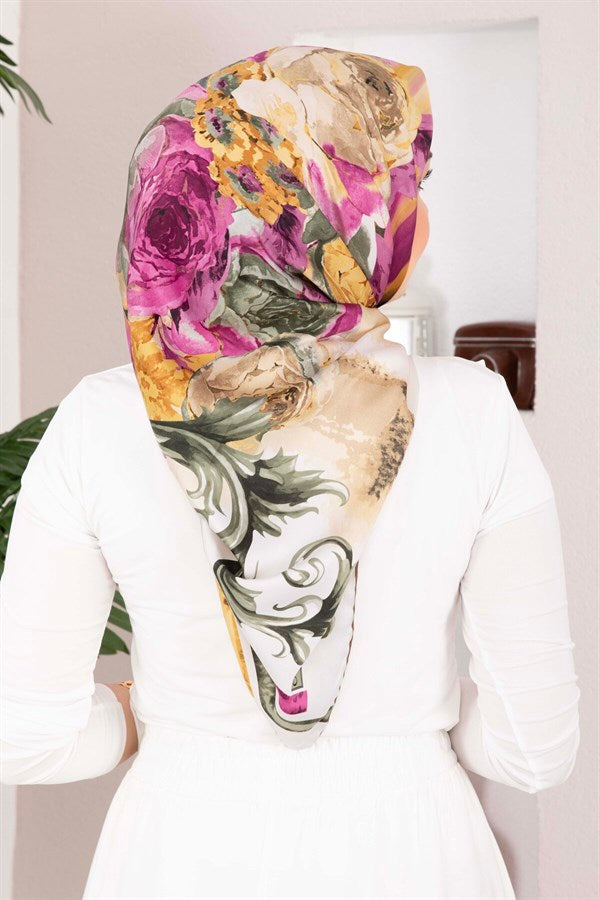 Vintage Rose Patterned Scarf Series Beige
