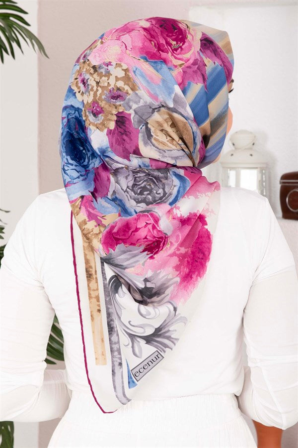 Vintage Rose Patterned Scarf Series Fuchsia