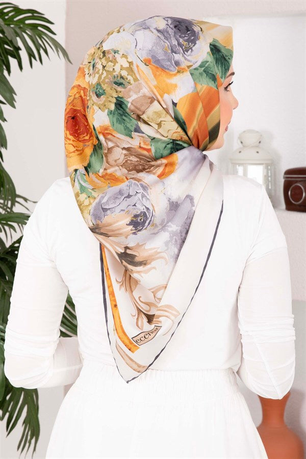 Vintage Rose Patterned Scarf Series Grey