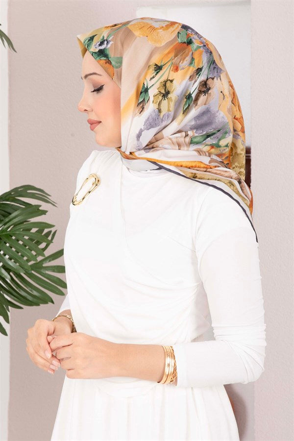 Vintage Rose Patterned Scarf Series Grey