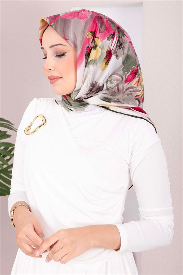 Vintage Rose Patterned Scarf Series Khaki