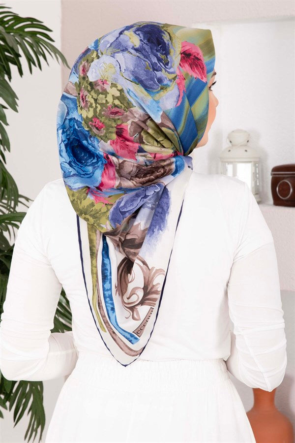 Vintage Rose Patterned Scarf Series Indigo
