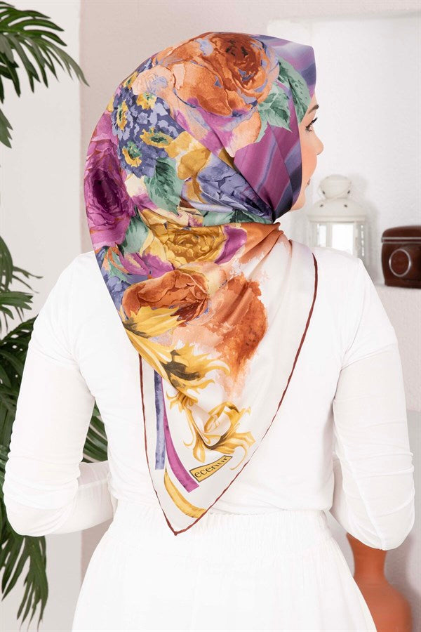 Vintage Rose Patterned Scarf Series, Tan