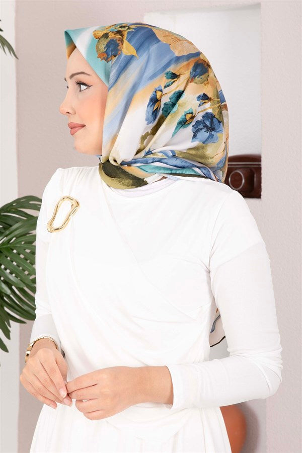 Vintage Rose Patterned Scarf Series Green Olive