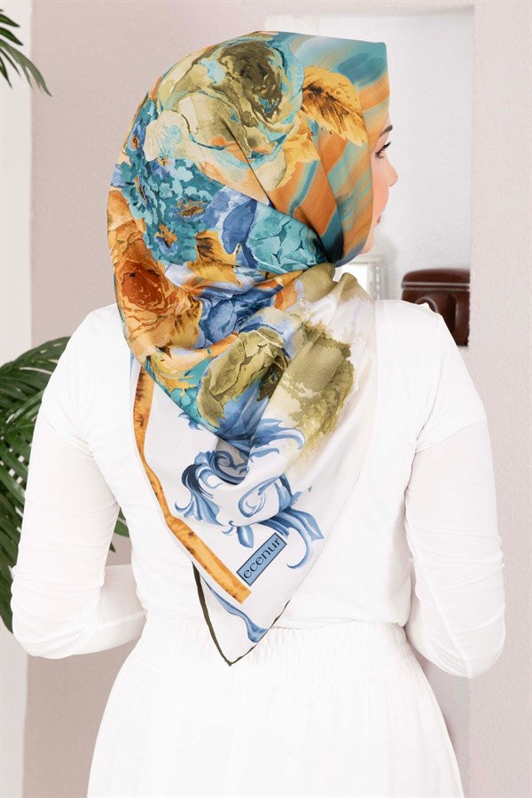 Vintage Rose Patterned Scarf Series Green Olive