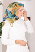 Vintage Rose Patterned Scarf Series Green Olive