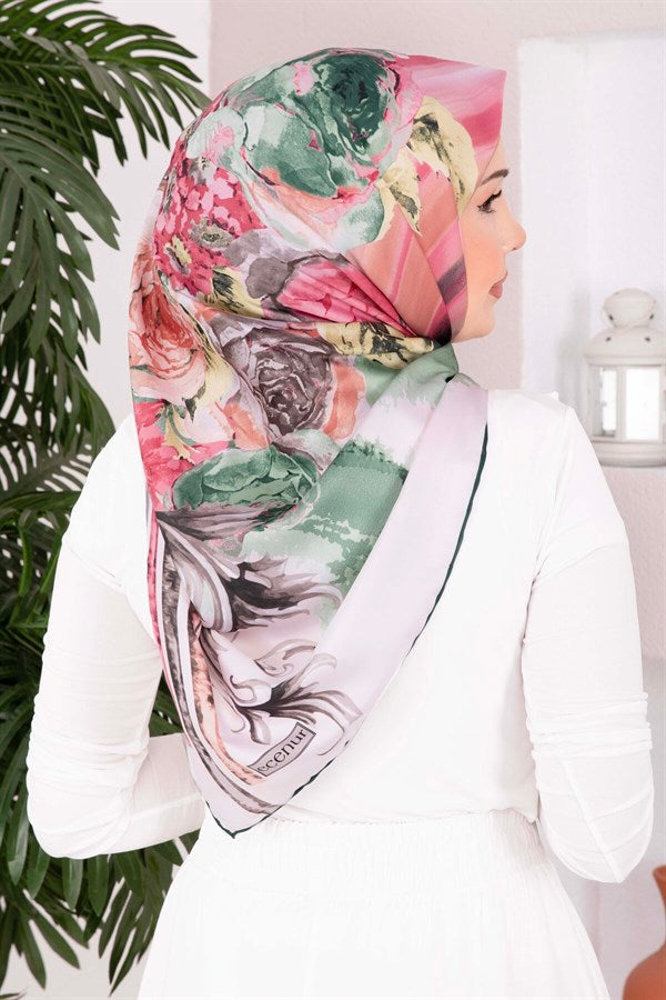 Vintage Rose Patterned Scarf Series Emerald