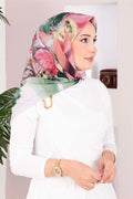 Vintage Rose Patterned Scarf Series Emerald