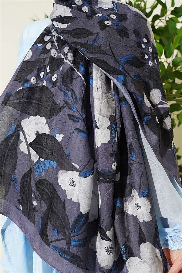 Violet Liva Modal Crush Shawl Smoke Grey