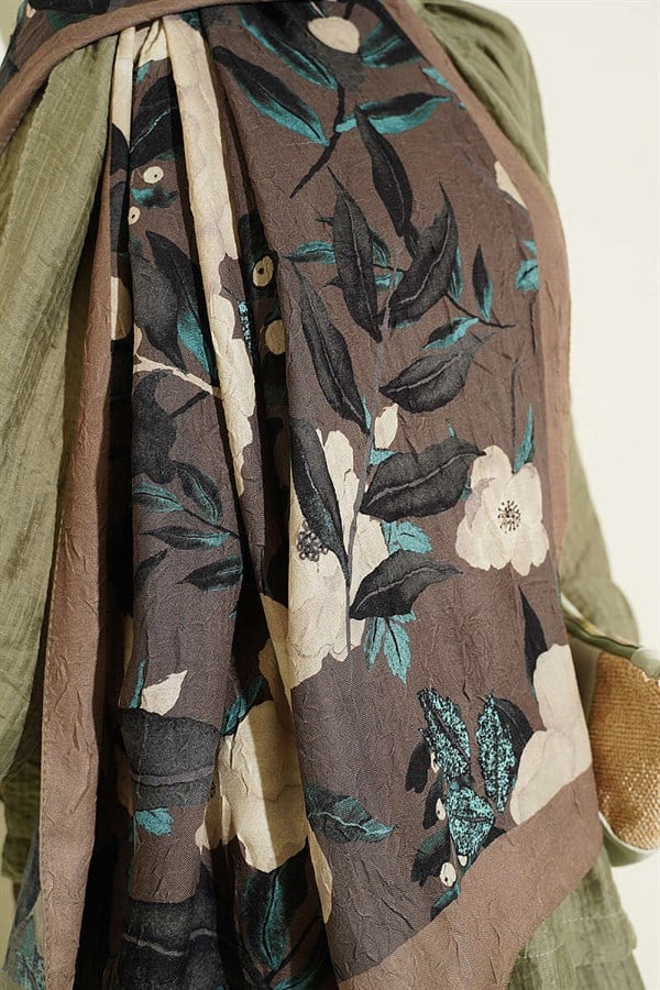 Violet Liva Modal Crush Shawl Henna Green