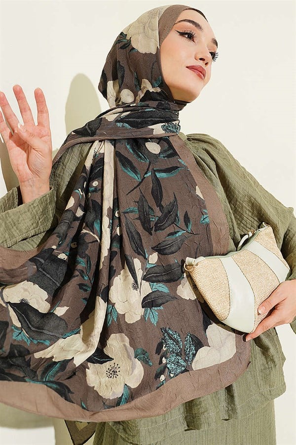 Violet Liva Modal Crush Shawl Henna Green